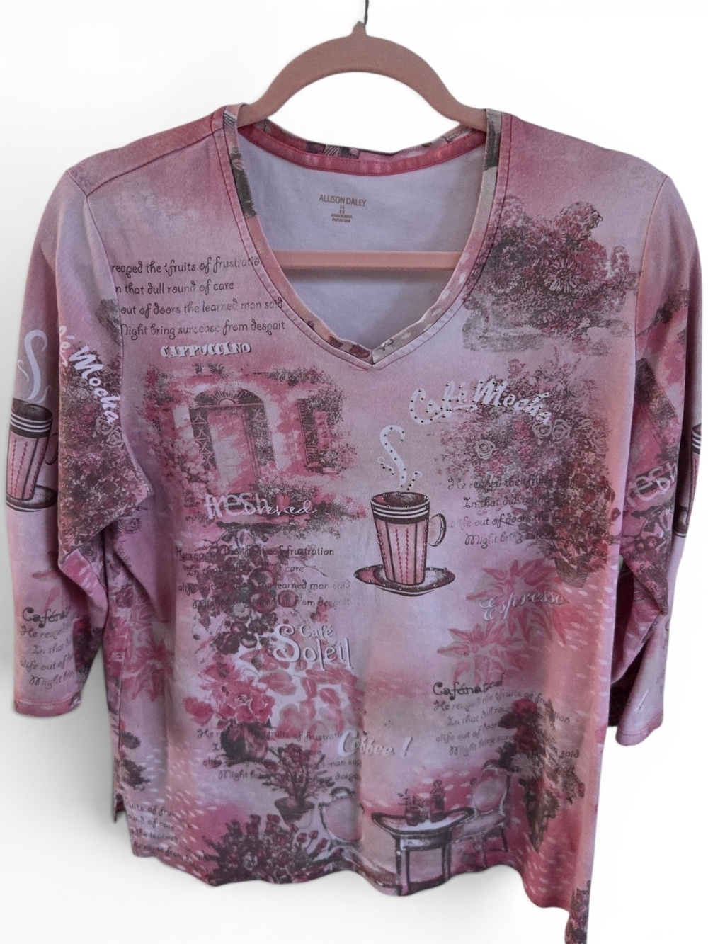 Allison Daley Pink Graphic V-Neck Top